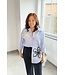 Blouse Stripe Flower Navy