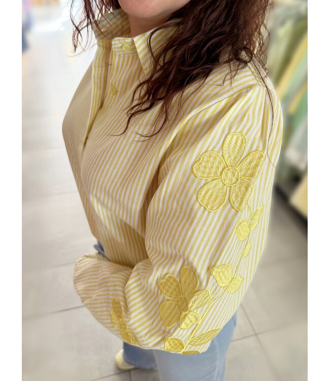Blouse Stripe Flower Yellow
