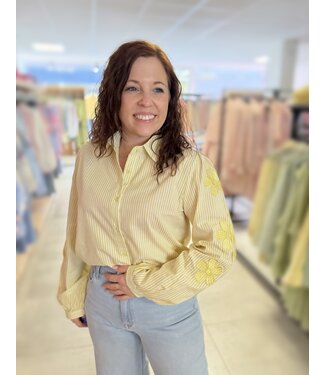 Blouse Stripe Flower Yellow