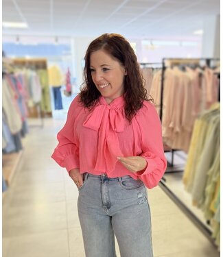Blouse Bow Fluo Pink