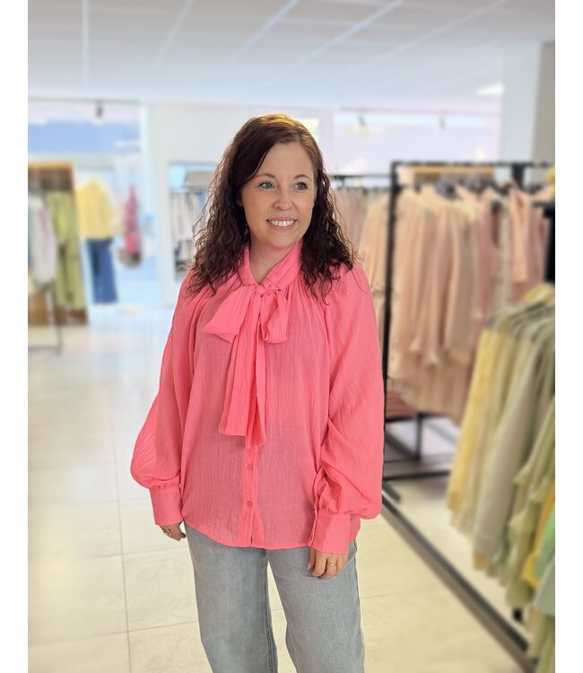 Blouse Bow Fluo Pink
