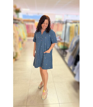 Dress Denim Color Flower