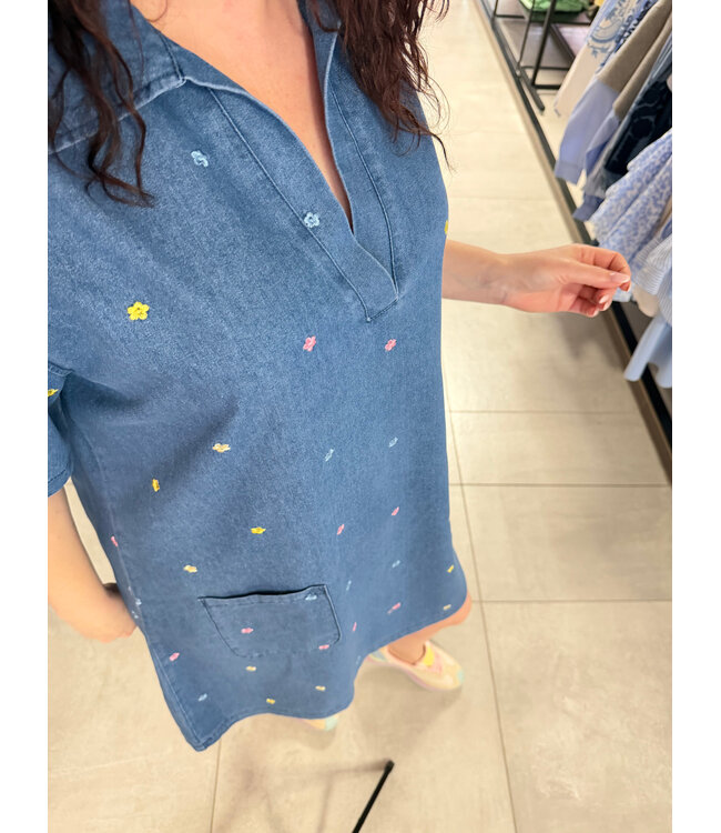 Dress Denim Color Flower