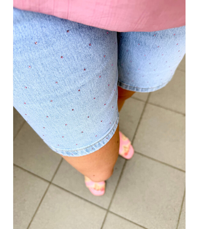Jeansshort Pink Strass