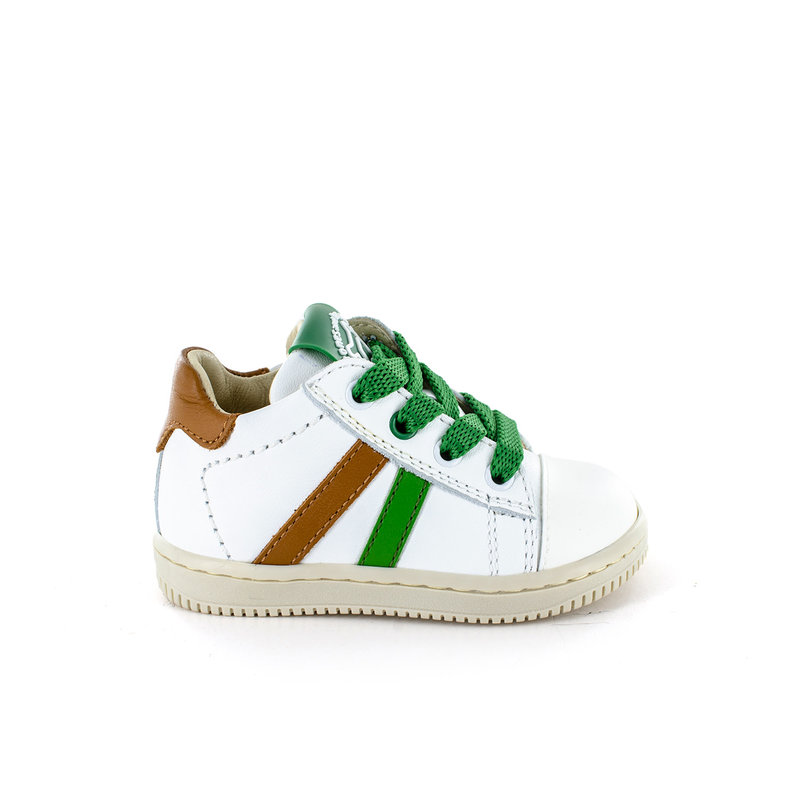 Veterschoen wit-kaki-cognac