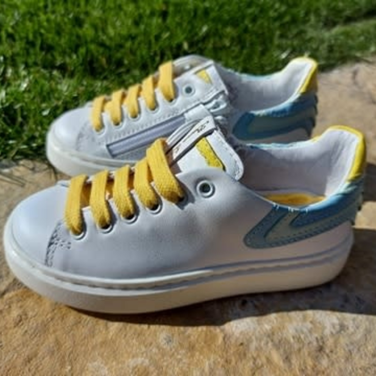 Bana\u0026co sneaker regenboog geel/blauw - Kinderschoenenwinkel Tante Jo