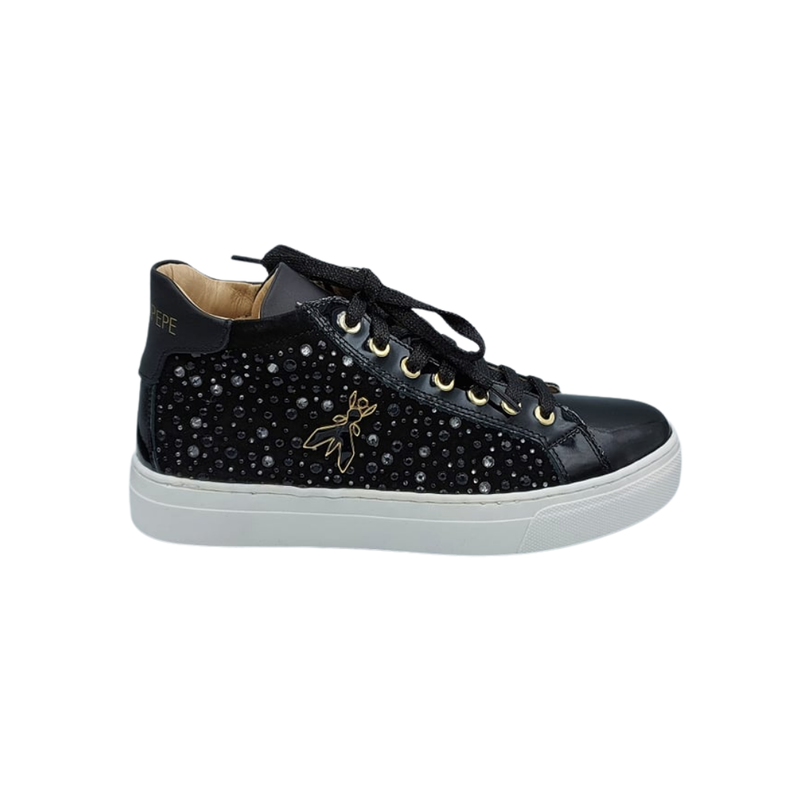 Patrizia Pépé hoge sneaker zwart lakleer