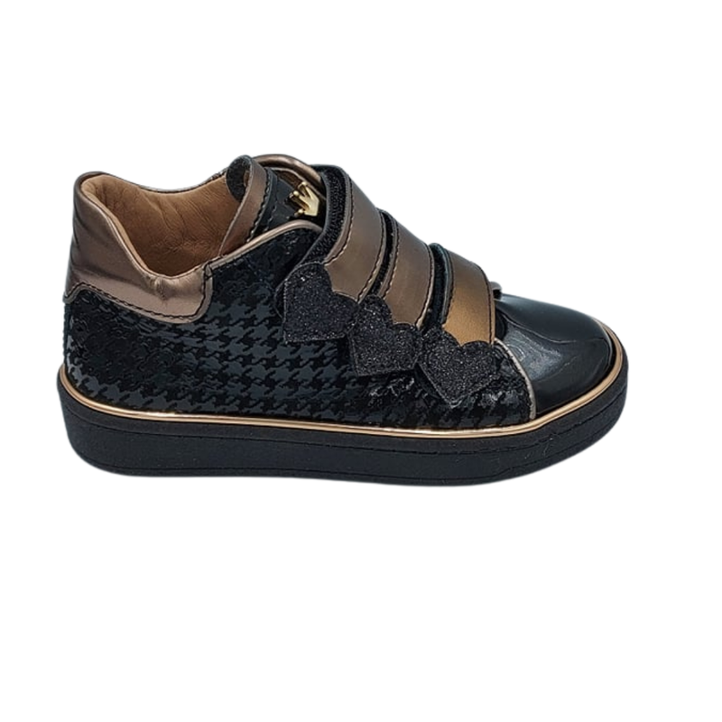 Print pied poule pie nero velcro hartjes
