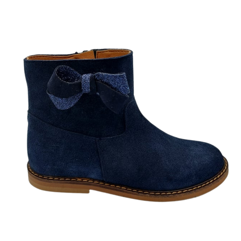 Enkellaars blauw met strik