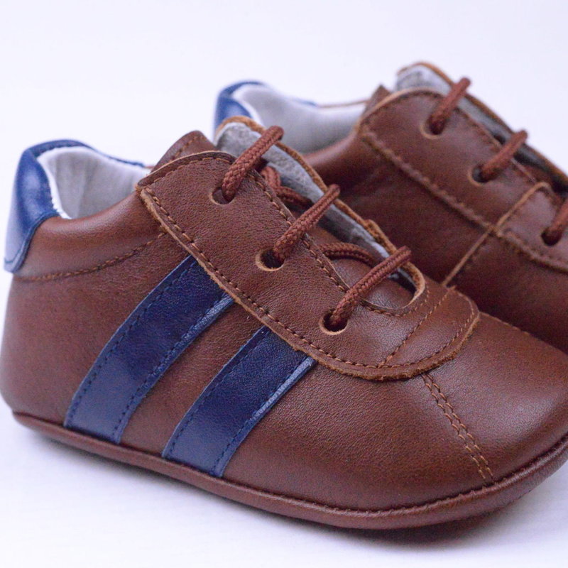 Gewenningsschoentjes cognac- blauw