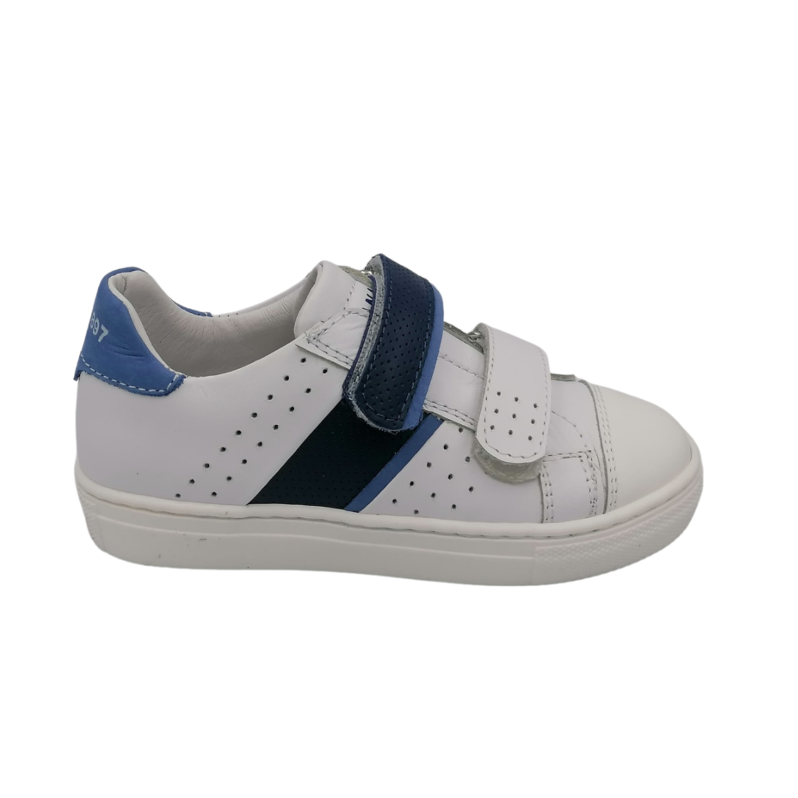 Banaline sneaker wit-blauw met plakkers - Kinderschoenenwinkel Tante Jo