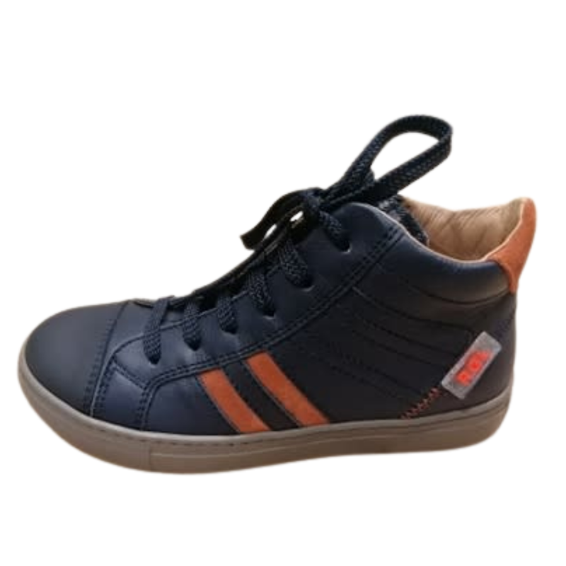 Hoge sneaker donker blauw met oranje