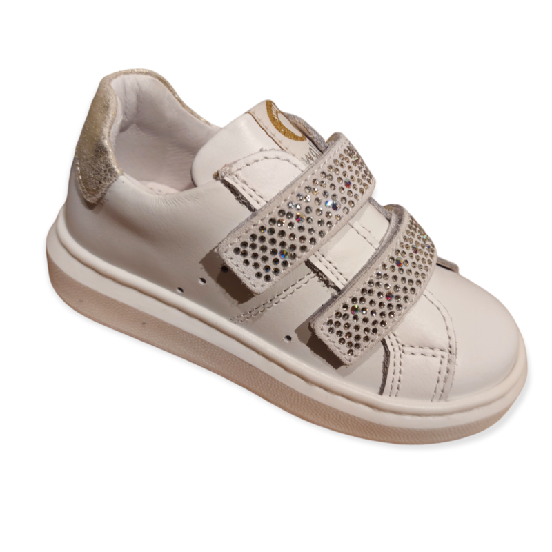 Sneaker Bassa velcro bianco/plantino