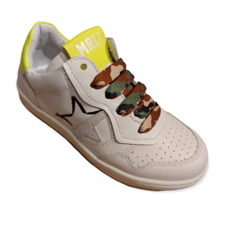 Sneaker bassa allacciata bianco/giallo fluo