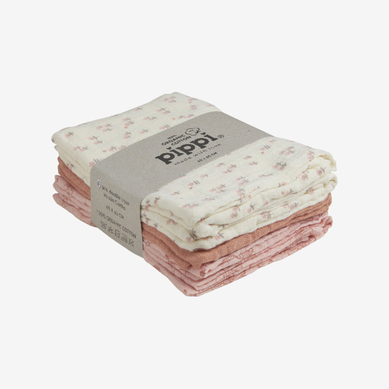 Pippi - Biologische Doek Mousseline (6-Pack) Kleur: 578 - Gesluierde roos