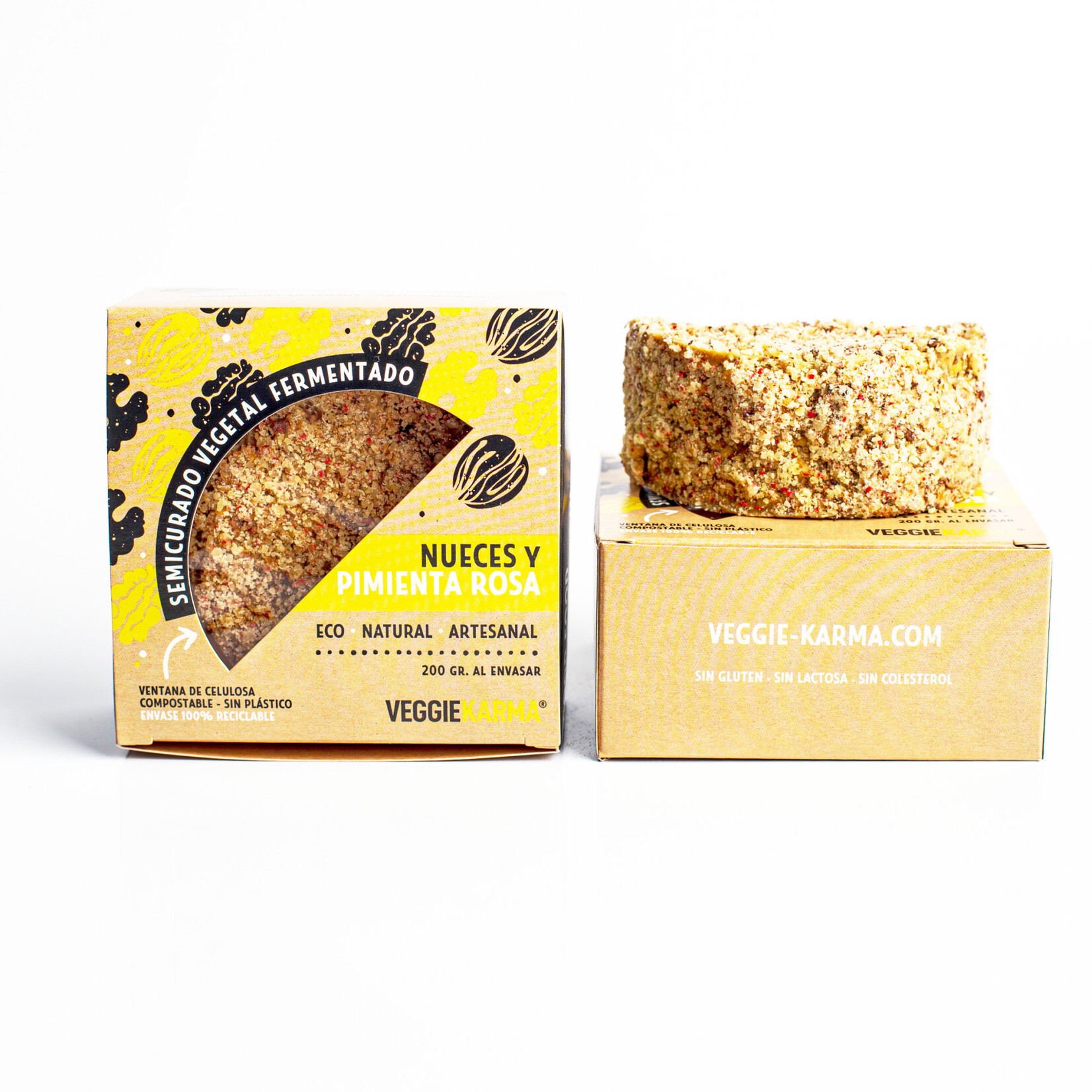 VEGGIE KARMA Veggie Karma Bio Vegan Kaas met Walnoten en Roze Peperkorrels