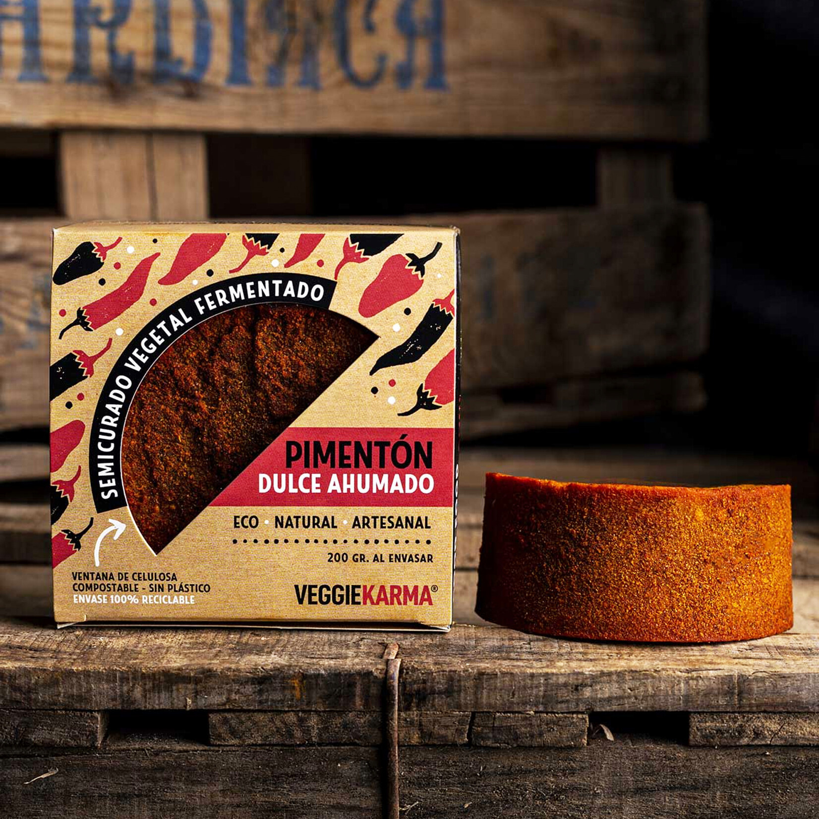 VEGGIE KARMA Veggie Karma Bio Vegan Kaas met Gerookte Zoete Paprika