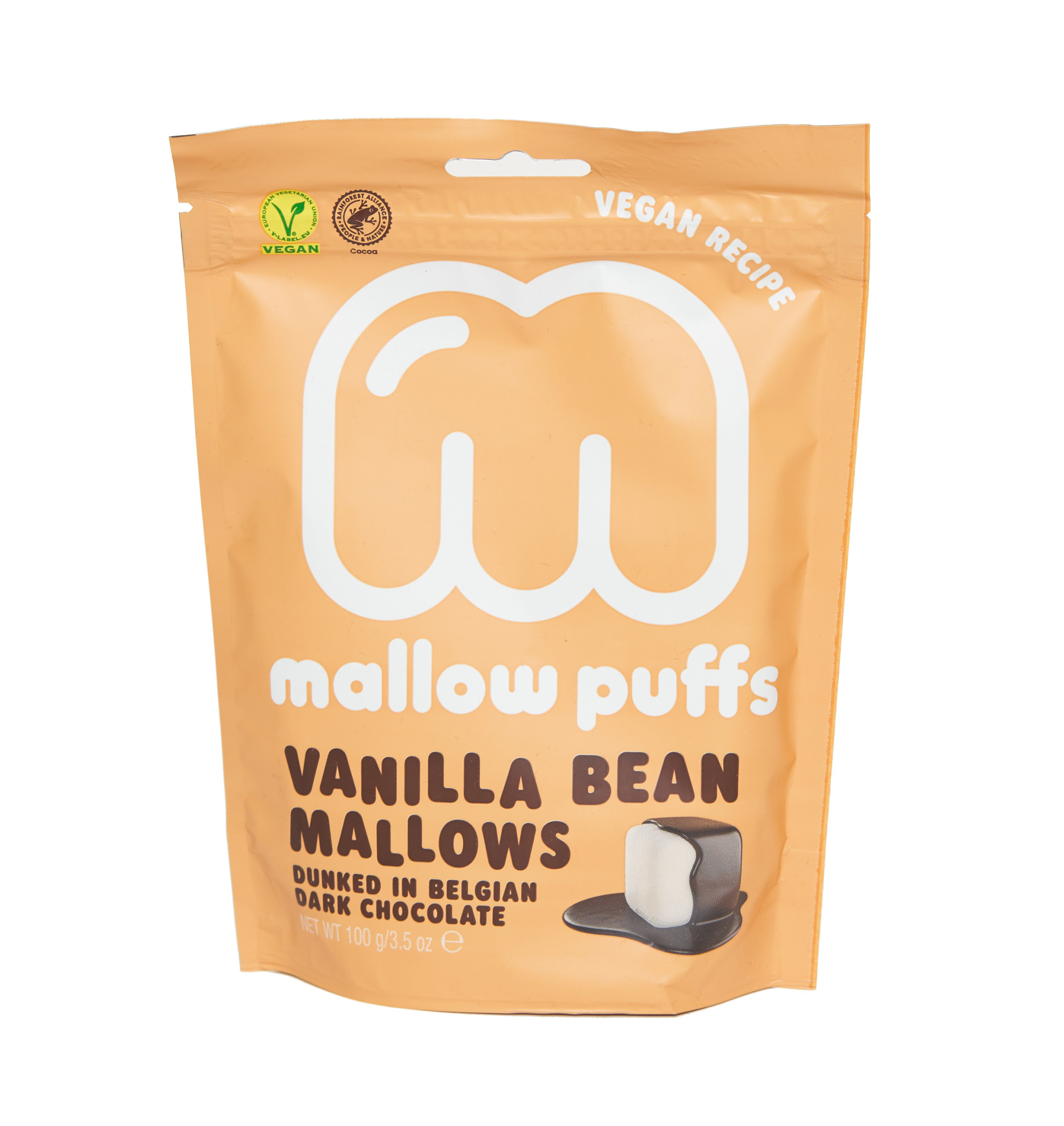 BARÚ Mallow Puffs - Vegan Vanilla Bean Mallows dunked in Belgian dark chocolate