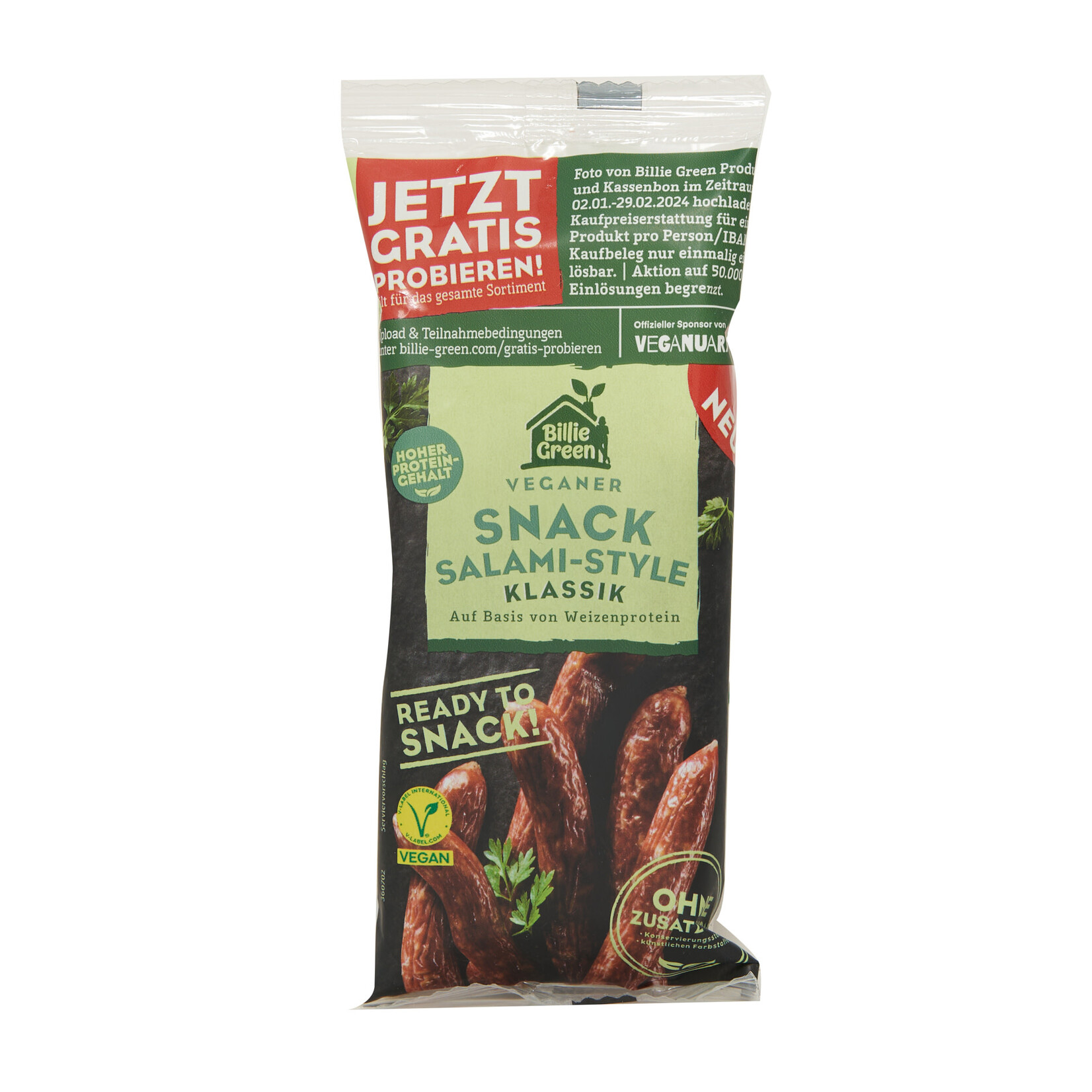 Billie Green Billie Green Vegan Snack Salami Style - Klassik