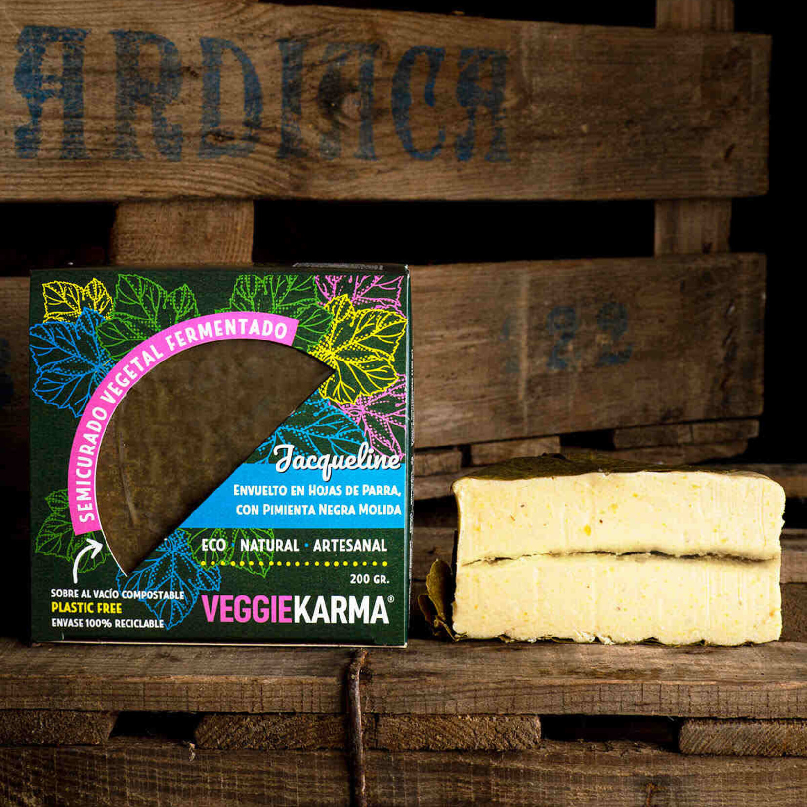VEGGIE KARMA Veggie Karma Vegan semi-cured goat cheese wrapped in grape leave