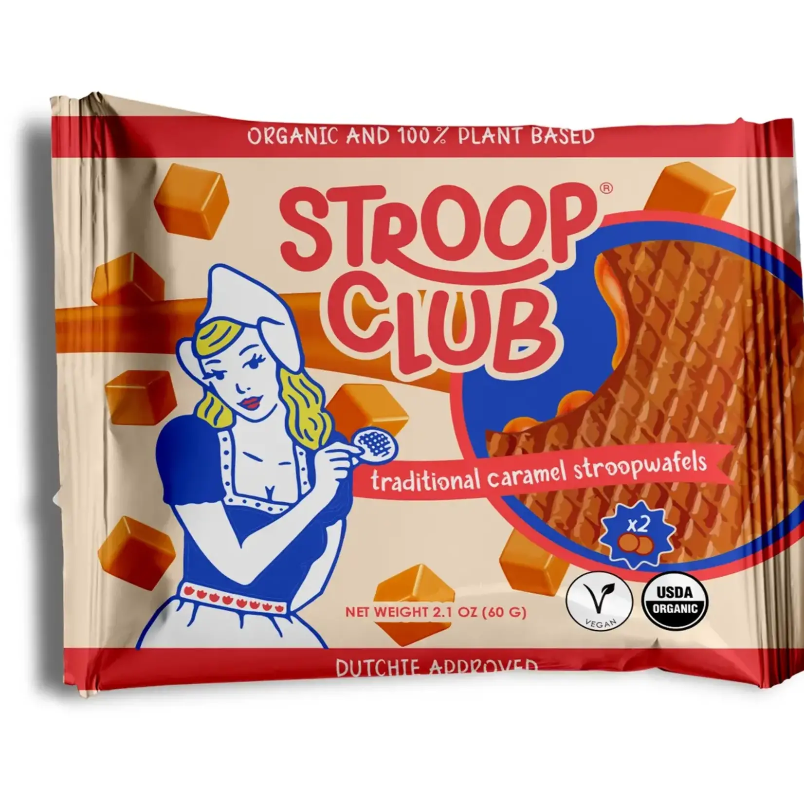 STROOP CLUB Stroop Club Vegan Traditioneel Karamel Stroopwafel (2 stuks)