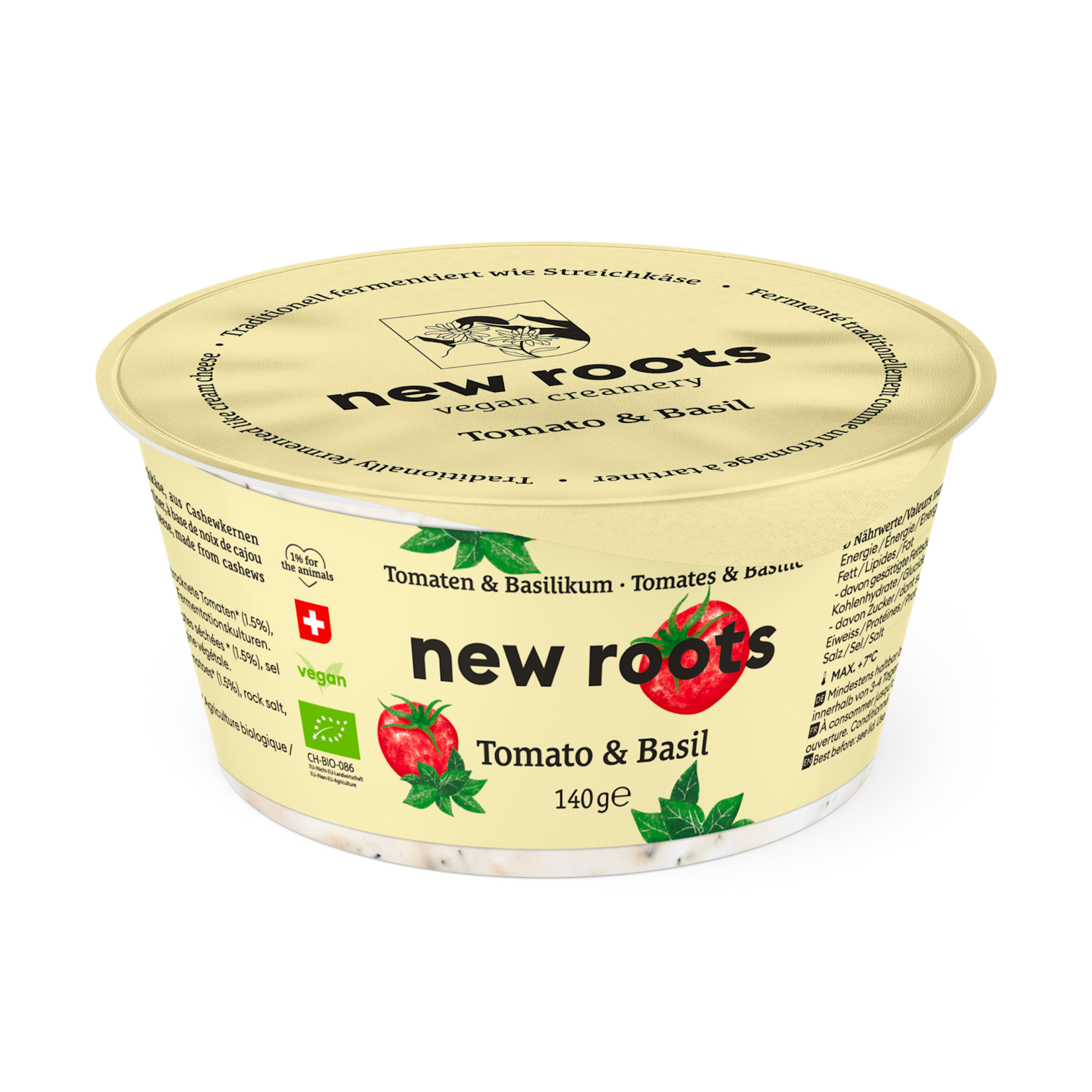 NEW ROOTS NEW ROOTS Bio VeganCheese Spread / Cream Cheese -   Tomato & Basil