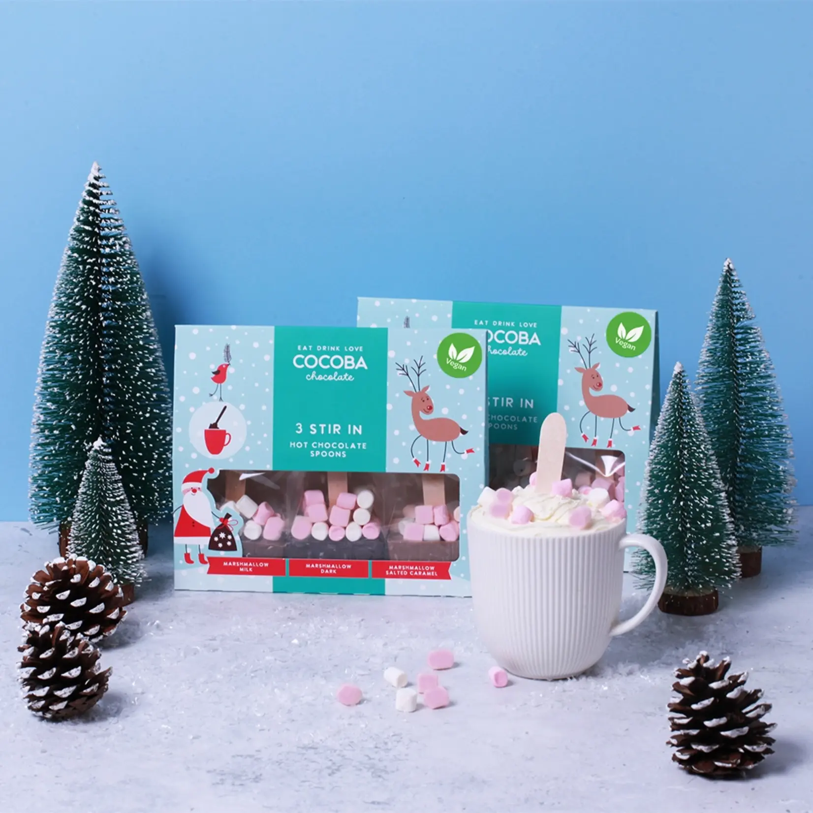 COCOBA [V] Vegan Gift Set of 3 Hot Chocolate Marshmallow Spoons