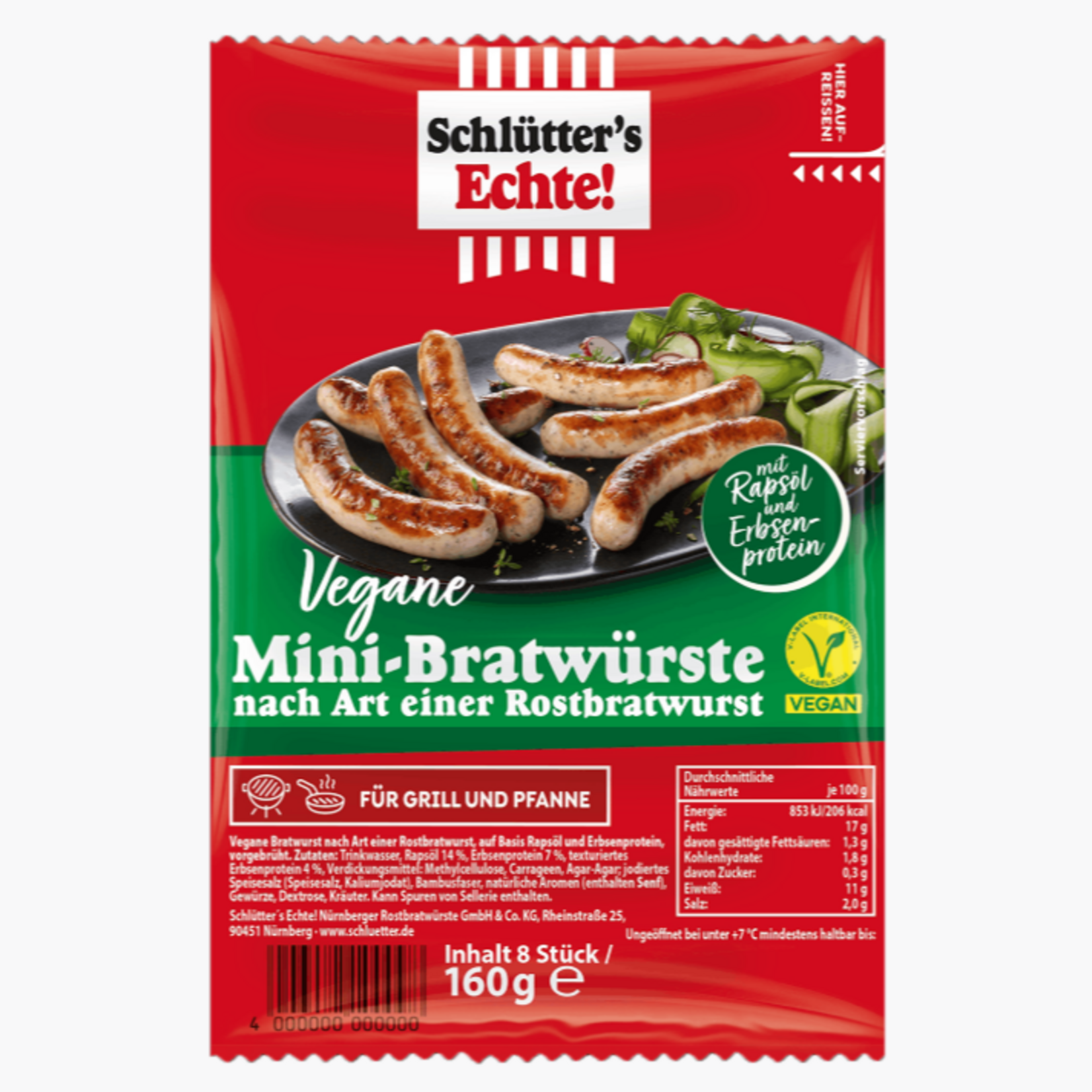 Schlütter's Echte! [V] Vegan Mini Sausages - Rostbratwurst-Style