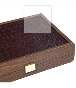 Manopoulos Speelkaarten in handgemaakt koffer 24x 17cm leder croco print