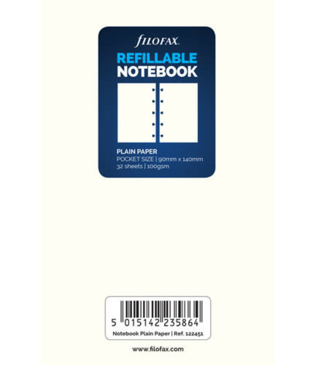 Filofax Pocket notebook refill white paper