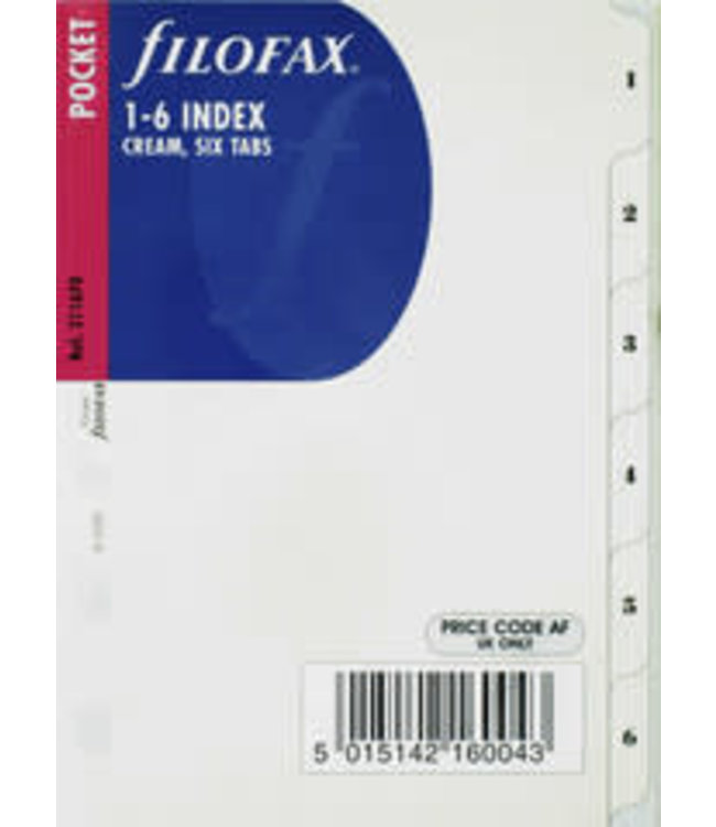 Filofax FILOFAX ORG DATED POCKET 1-6 INDEX CREAM/SIX TABS