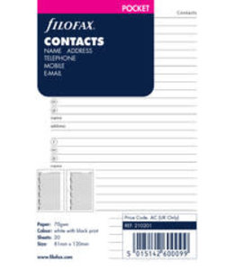 Filofax FILOFAX ORG UND POCKET NAME, ADDRESS AND TELEPHONE NUMBER