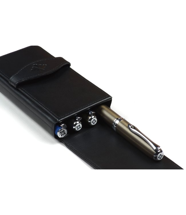 Diplomat DIPLOMAT leather pen case black for four pens