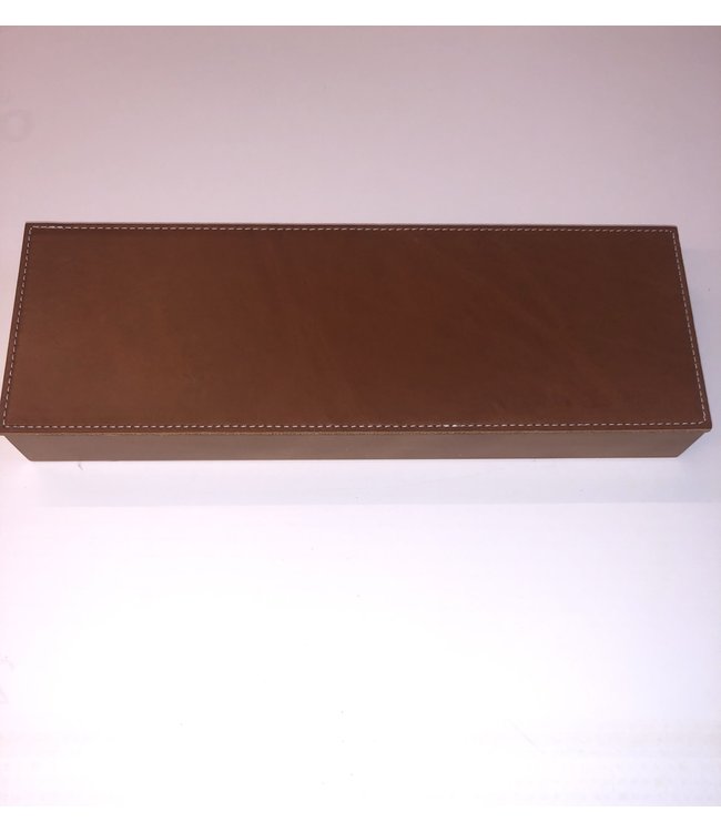 Pinetti Pennendoos met deksel Cuoio naturel leder