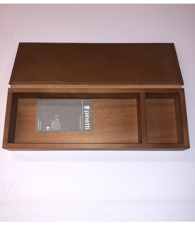 Pinetti Pennendoos met deksel Cuoio naturel leder