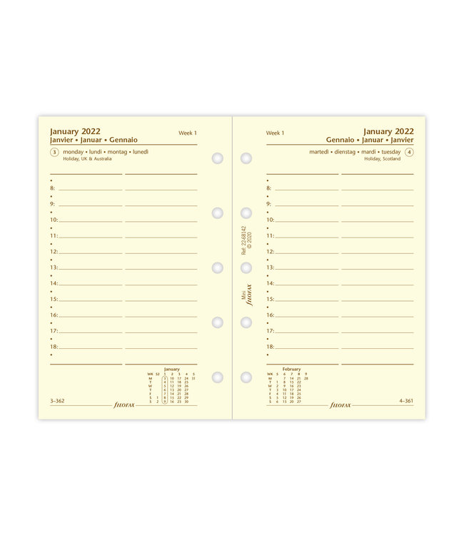 Filofax Mini agenda-vulling  (dag/pagina) - Crème