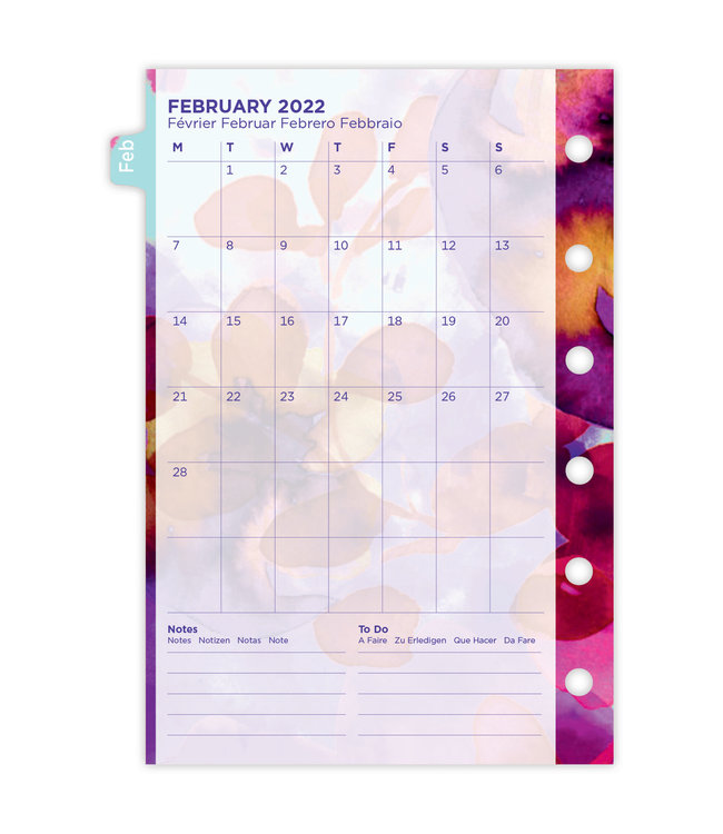Filofax Pocket agenda-vulling 2022 FLORAL (wee/2 pagina's)