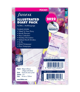 Filofax Pocket agenda-vulling 2022 FLORAL (wee/2 pagina's)