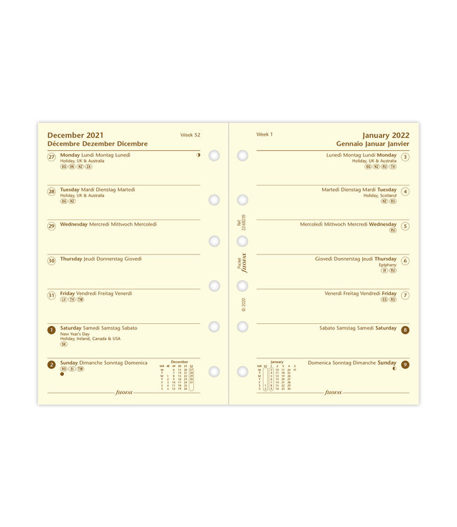 Filofax Pocket Agenda-vulling  (week/pagina) - Crème