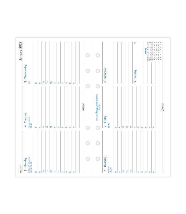 Filofax Personal Agenda-vulling  (week/2 pagina's) - Horizontaal