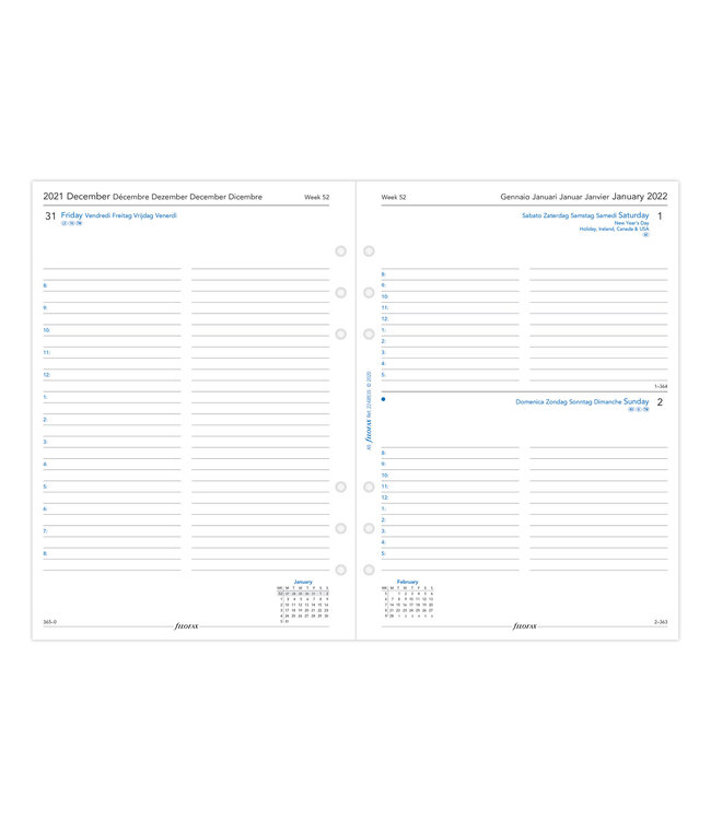 Filofax A5 Agenda-vulling (dag/pagina)