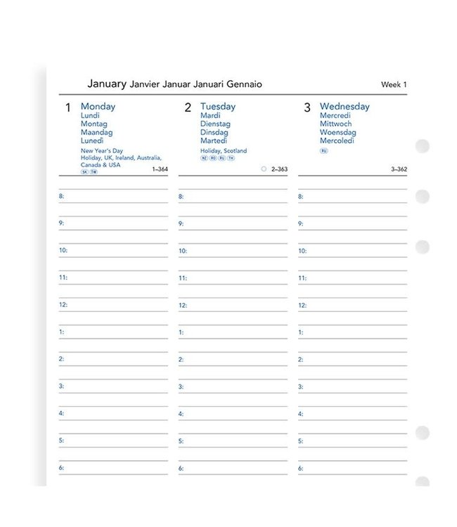 Filofax A5 Agenda-vulling  (week/2 pagina's)