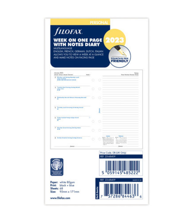 Filofax Personal Agenda-vulling   (week/pagina met notities)