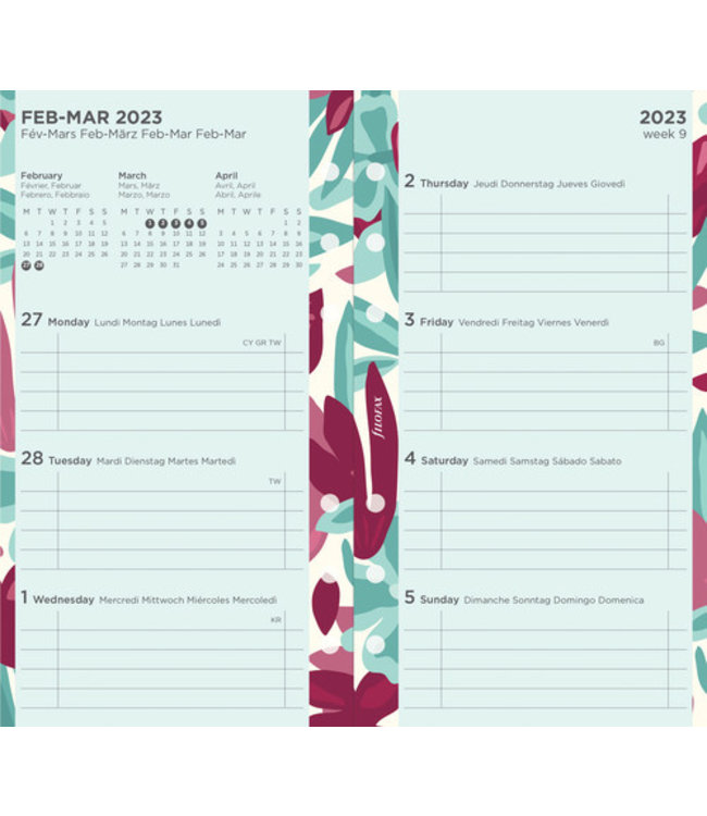 Filofax A5  Agenda-vulling Illustrated Flower PACK