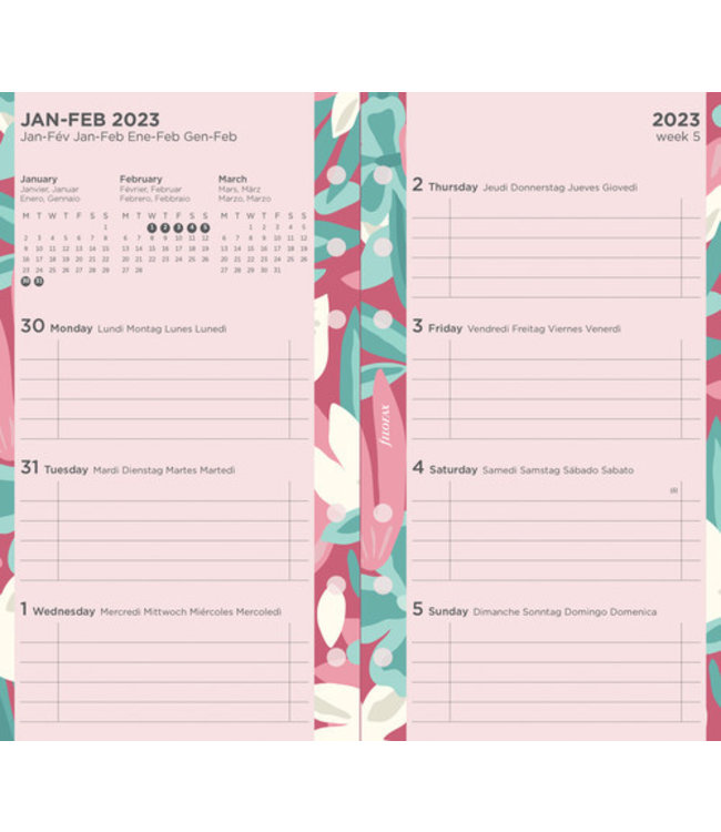 Filofax A5  Agenda-vulling Illustrated Flower PACK