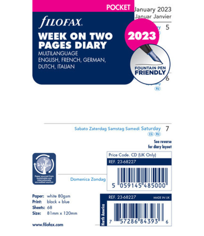 Filofax Pocket Agenda-vulling Week/ 2 pages