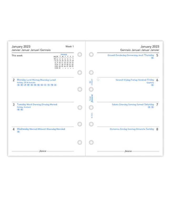 Filofax Pocket Agenda-vulling Week/ 2 pages