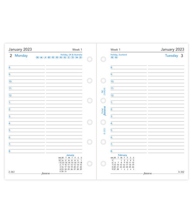 Filofax Pocket Agenda-vulling Day/Page Englisch
