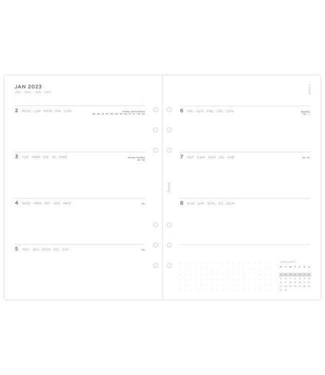 Filofax A5 Agenda-vulling Minimal Pack