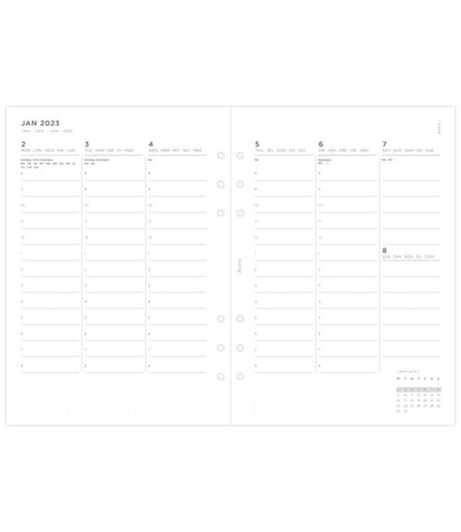 Filofax A5 Agenda-vulling Minimal Pack  VERTICAL
